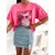 T-shirt damski oversize z nadrukiem kota i okularami